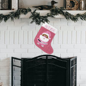 アフリカ系アメリカ人サンタクロースのクリスマスピンクの白 ラージクリスマスストッキング