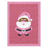 アフリカ系アメリカ人サンタクロースのクリスマスピンク テーブルクロス (正面)