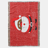 アフリカ系アメリカ人サンタクロースのクリスマスホリデーレッド スローブランケット (正面縦)