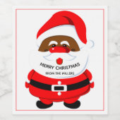 アフリカ系アメリカ人サンタクロースのクリスマスホリデーレッド ワインラベル (シングルラベル)