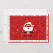 アフリカ系アメリカ人サンタクロースのクリスマスレッド写真 シーズンカード (正面)