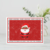 アフリカ系アメリカ人サンタクロースのクリスマスレッド写真 シーズンカード (スタンド正面)