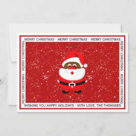 アフリカ系アメリカ人サンタクロースのクリスマスレッド写真 シーズンカード