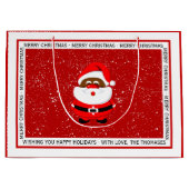 アフリカ系アメリカ人サンタクロースのクリスマスレッド ラージペーパーバッグ (正面)