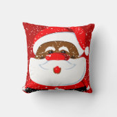 アフリカ系アメリカ人サンタクロースのクリスマス クッション (正面)