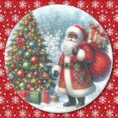 アフリカ系アメリカ人サンタクロースのクリスマス ラウンドシール