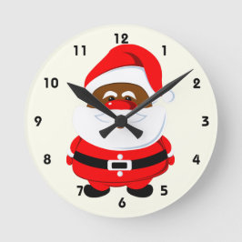 アフリカ系アメリカ人サンタクロースのクリスマス ラウンド壁時計