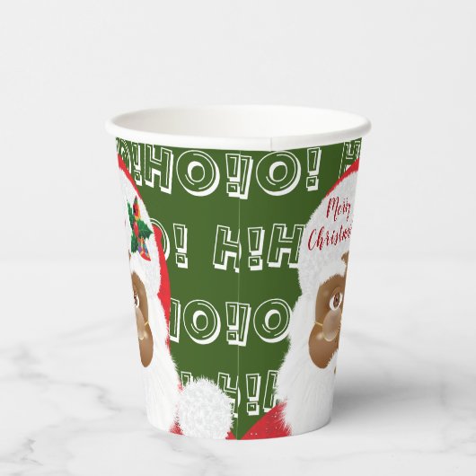 アフリカ系アメリカ人サンタクロースのクリスマス 紙コップ (右)