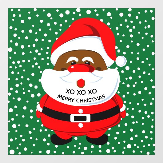 アフリカ系アメリカ人サンタクロースのグリーンクリスマス ウィンドウサイン (シート)