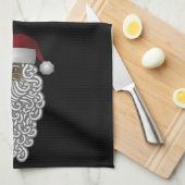 アフリカ系アメリカ人サンタクロースのブラッククリスマス キッチンタオル (四つ折り)