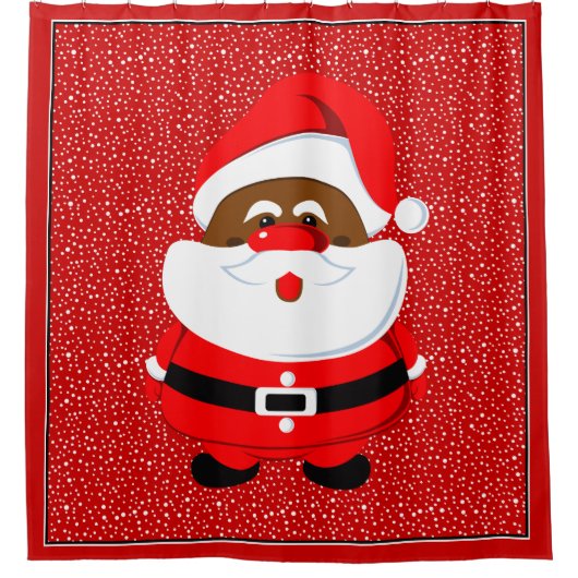アフリカ系アメリカ人サンタクロースカスタムクリスマス シャワーカーテン (正面)