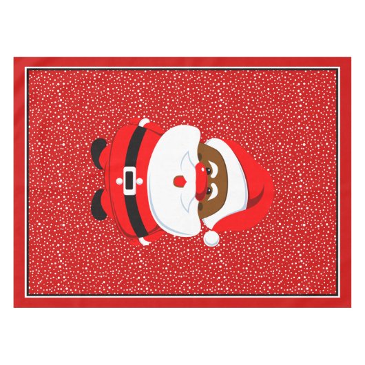 アフリカ系アメリカ人サンタクロースカスタムクリスマス テーブルクロス (正面(横))