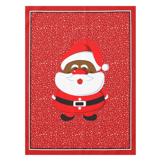 アフリカ系アメリカ人サンタクロースカスタムクリスマス テーブルクロス (正面)