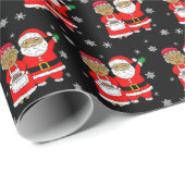 アフリカ系アメリカ人サンタクロース夫妻のクリスマス ラッピングペーパー (ロールコーナー)