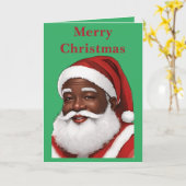 アフリカ系アメリカ人サンタクロース空白のクリスマス カード (黄色い花)