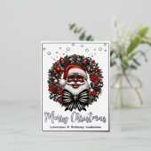 アフリカ系アメリカ人サンタクロース赤黒白 箔シーズンポストカード (立ち正面)