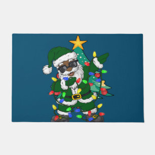 アフリカ系アメリカ人サンタクロース醜いクリスマスパジャマ ドアマット