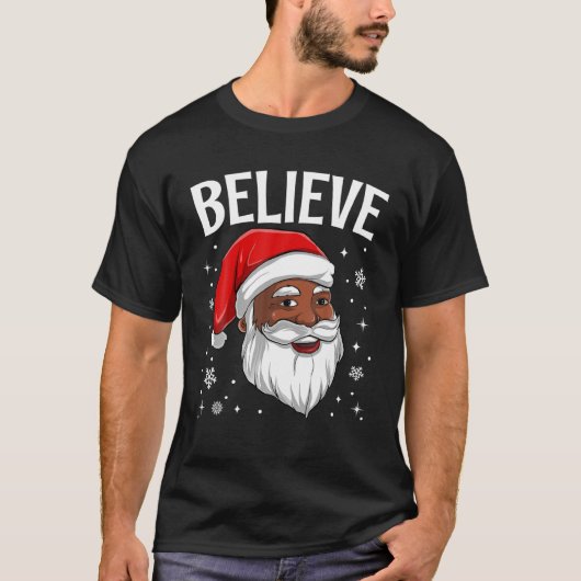 アフリカ系アメリカ人サンタクロース黒クリスマスベリー Tシャツ (正面)