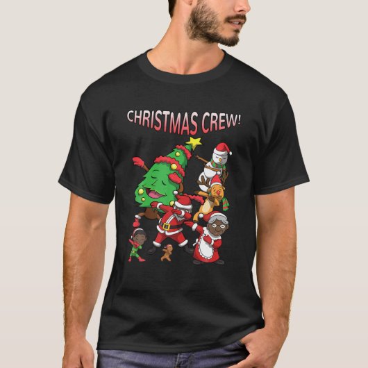 アフリカ系アメリカ人サンタクロース黒人クリスマスクルー Tシャツ (正面)
