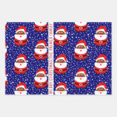 アフリカ系アメリカ人サンタクロース・メリークリスマス ラッピングペーパーシート (正面)