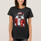 アフリカ系アメリカ人サンタクールクリスマスブラックアフロク Tシャツ (正面)
