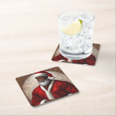 アフリカ系アメリカ人サンタコースター スクエアペーパーコースター (インサイチュ)