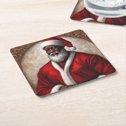 アフリカ系アメリカ人サンタコースター スクエアペーパーコースター (アングル)