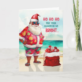 アフリカ系アメリカ人サンタサングラスクリおもしろいスマス シーズンカード