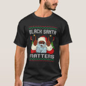 アフリカ系アメリカ人サンタブラッククリスマスパジャマファミ Tシャツ (正面)