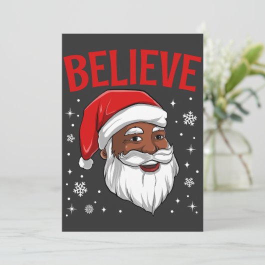 アフリカ系アメリカ人サンタブラック信じク サンキューカード (スタンド正面)