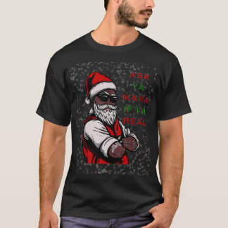 アフリカ系アメリカ人サンタブラック頼ヤママクリスマ Tシャツ