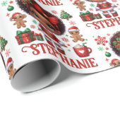 アフリカ系アメリカ人サンタベビーガールクリスマス ラッピングペーパー (ロールコーナー)