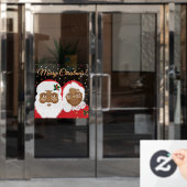 アフリカ系アメリカ人サンタ夫人クロースクリスマス ウィンドウサイン (オフィスドア)