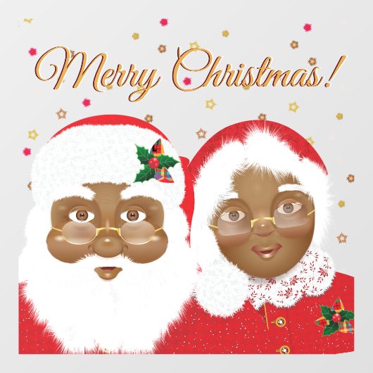 アフリカ系アメリカ人サンタ夫人クロースクリスマス ウィンドウサイン (シート)