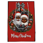 アフリカ系アメリカ人サンタ夫人クロース ミディアムペーパーバッグ (裏面)