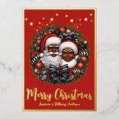 アフリカ系アメリカ人サンタ夫人クロース 箔シーズンカード (正面)
