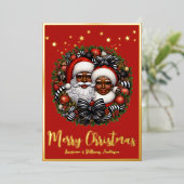 アフリカ系アメリカ人サンタ夫人クロース 箔シーズンカード (立ち正面)