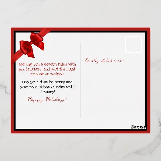 アフリカ系アメリカ人サンタ夫人クロース 箔シーズンポストカード (裏面)