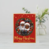 アフリカ系アメリカ人サンタ夫人クロース 箔シーズンポストカード (立ち正面)