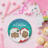 アフリカ系アメリカ人サンタ夫妻クロース ペーパープレート (パーティー)