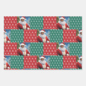 アフリカ系アメリカ人サンタ雪の赤と緑 ラッピングペーパーシート (正面2)