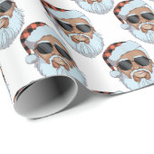 アフリカ系アメリカ人サンタ顔クリスマスプレゼント ラッピングペーパー (ロールコーナー)