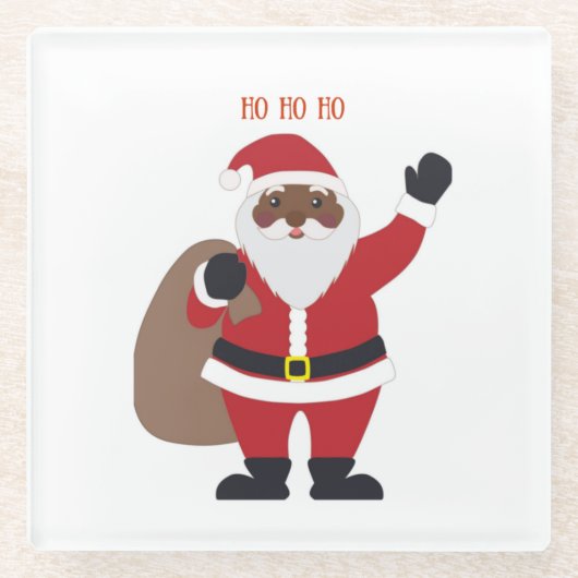 アフリカ系アメリカ人サンタ ガラスコースター (正面)