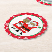 アフリカ系アメリカ人サンタ・クリスマス、クロース夫妻 ペーパーコースター (アングル)