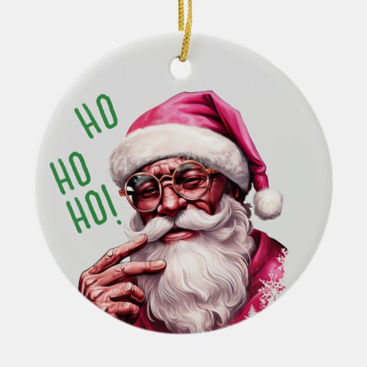 アフリカ系アメリカ人サンタ・パーソナル・キッドのクリスマス セラミックオーナメント (正面)