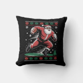 アフリカ系アメリカ人サンタ・フットボールの醜いクリスマス クッション (正面)