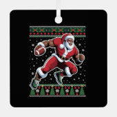アフリカ系アメリカ人サンタ・フットボールの醜いクリスマス メタルオーナメント (正面)