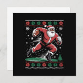アフリカ系アメリカ人サンタ・フットボールの醜いクリスマス 招待状 (正面/裏面)