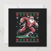 アフリカ系アメリカ人サンタ フットボール ダサい クリスマス 招待状 (正面)