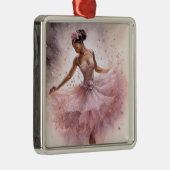 アフリカ系アメリカ人シュガープラム妖精ピンクフローラツツ メタルオーナメント (右)